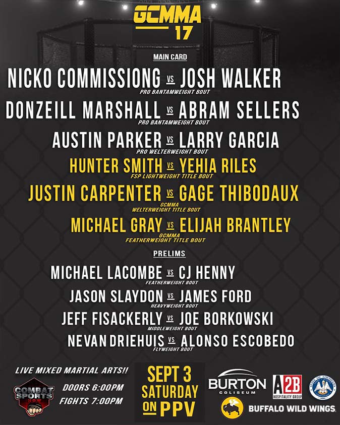 Watch Gulf Coast MMA 17 on Combat Sports Now